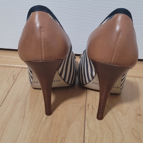 Gianni Bini | Blue & White Striped Leather Heels - Picture 8 of 8